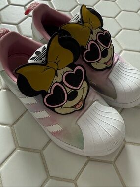 adidas Kids Minnie Mouse Slip-On Sneakers - White, Pink, Yellow